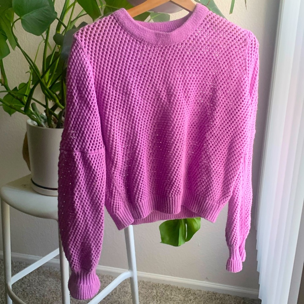 THE FIFTH LABEL bright pink mesh-woven sweater- S